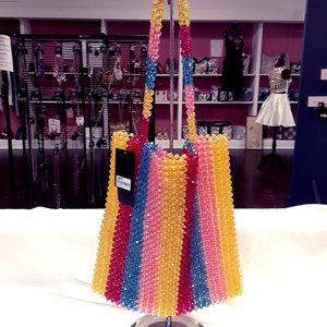 Rainbow Beaded Shoulder Handbag